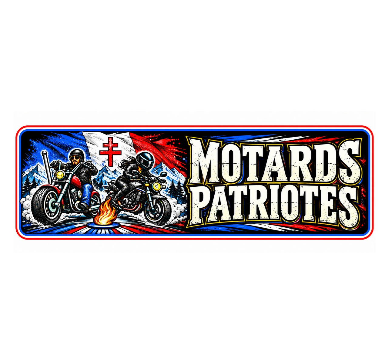 Sticker MOTARDS PATRIOTES - 4x9cm